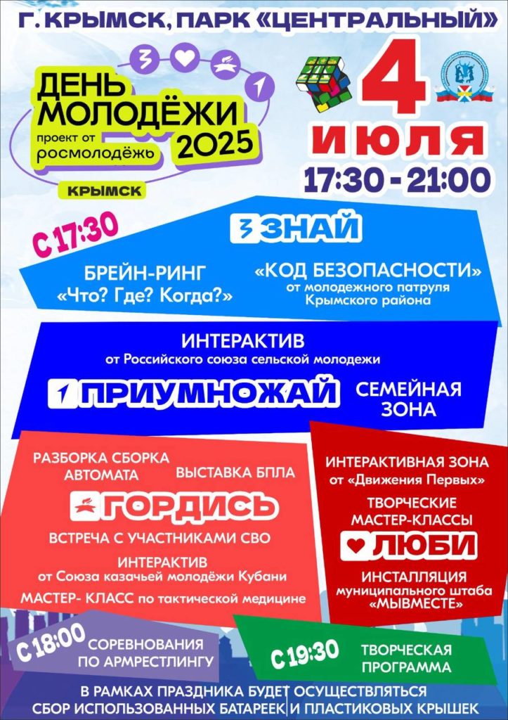 Беспилотники увидим и батарейки сдадим: афиша Дня молодежи в Крымске